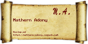 Mathern Adony névjegykártya